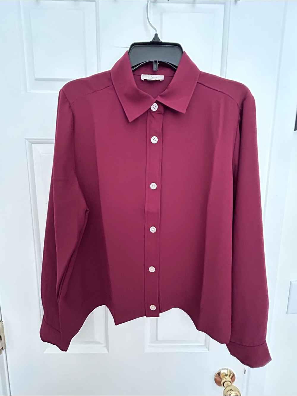 LOFT Button-Down Shirt in Plum